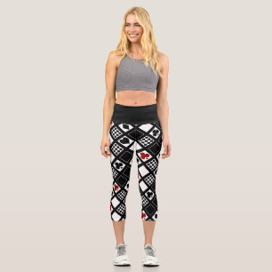 Leggings Capri Jugar a las cartas de juego palas corazones cruza 