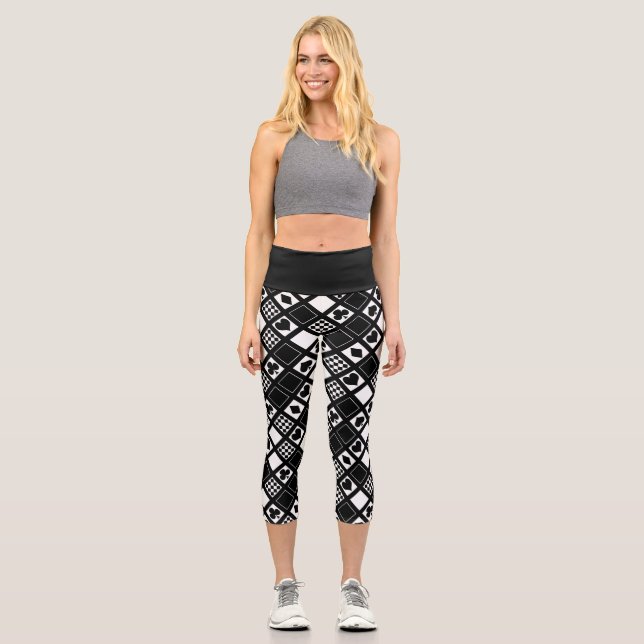 Leggings Capri Jugar a las cartas de juego palas corazones cruza  (Anverso)