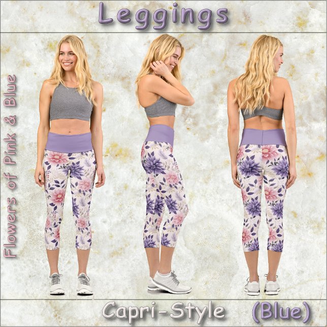 Leggings Capri JUREGOS DE ESTILO CAPRI - Flores de rosa y azul (Subido por el creador)