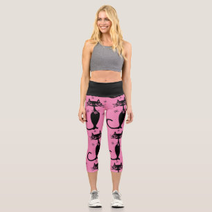 LEGGINGS CAPRI JUREGOS DE YOGA DE COLOR NEGRO ATÓMICO CAT CAPRI P