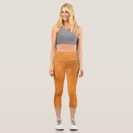 Leggings Capri Kaleidoscopio de Estrella Naranja Quemada