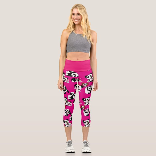 Leggings Capri Kawaii Panda Baby Cute Rosa High Waoga (Anverso)