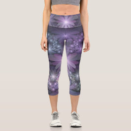 Leggings Capri La cama de flores reluciente arte fractal