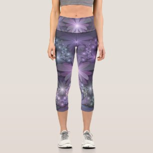 Leggings Capri La cama de flores reluciente arte fractal