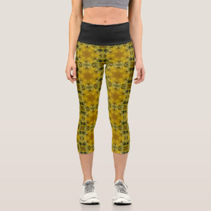 Leggings Capri La flor del sol estalla dorada