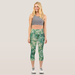 Leggings Capri La hierba verde deja flores plantas Naturaleza