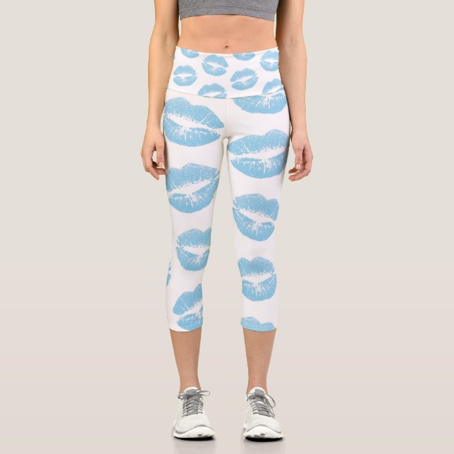 Leggings Capri Labios Azules, Patrón De Labios, Labios Azules, Be (Anverso)