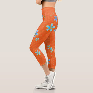 Leggings Capri Láminas de Capri de impresión floral de Washi para