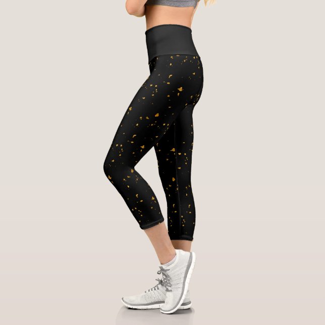 Leggings Capri Láminas de oro negras (Izquierda)