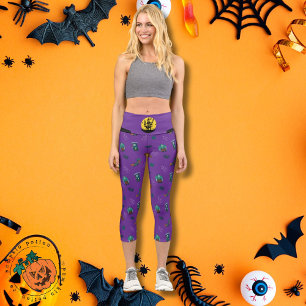 Leggings Capri Láminas del patrón de Halloween de 👻