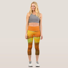 Leggings Capri Lámpara de lava, Naranja y amarillos