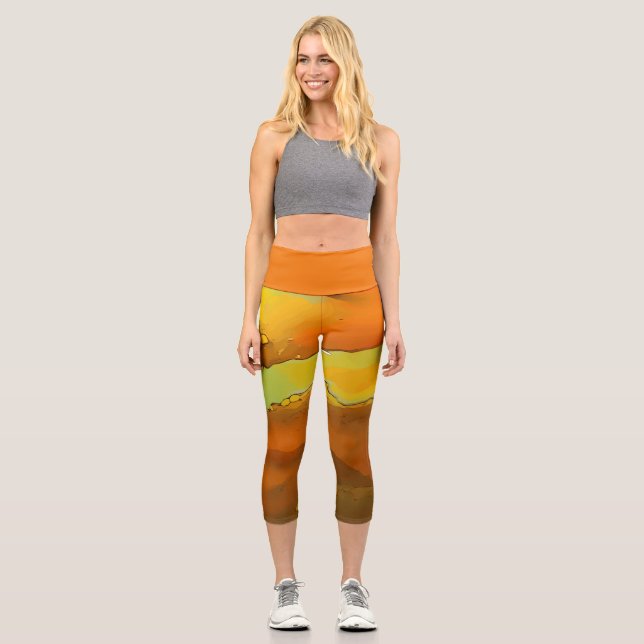 Leggings Capri Lámpara de lava, Naranja y amarillos (Anverso)