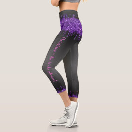 Leggings Capri Lámpara de moda lilac goteando personalizado temát
