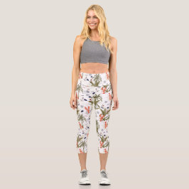 Leggings Capri Langostas náuticas, palmeras tropicales