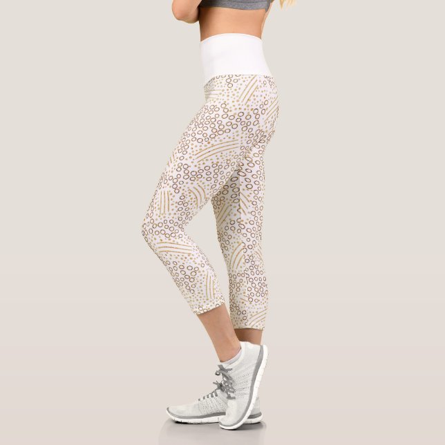 Leggings Capri Las cadenas de Moda blanca y dorada confetti depor (Izquierda)