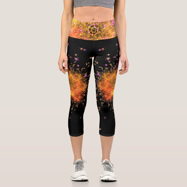 Leggings Capri Las estrellas explotan - fractal, (Anverso)