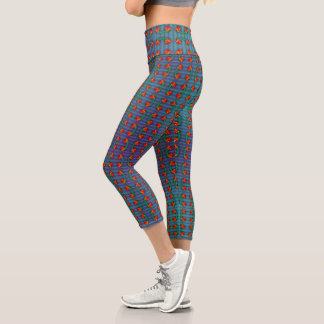 Leggings Capri Las flores rojas tienen el Blues