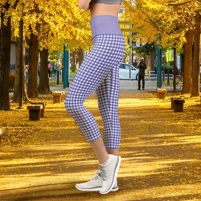 Leggings Capri Lavanda a cuadros (Gingham Lavender Capri Leggings)