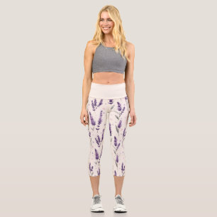 Leggings Capri Lavanda acuática y diseño de puntos
