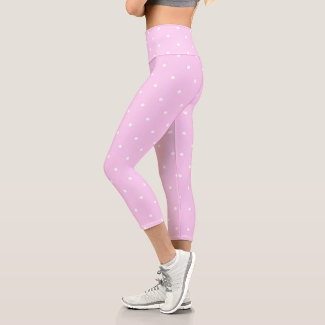 Leggings Capri Lavanda Rosa con puntos blancos (Izquierda)