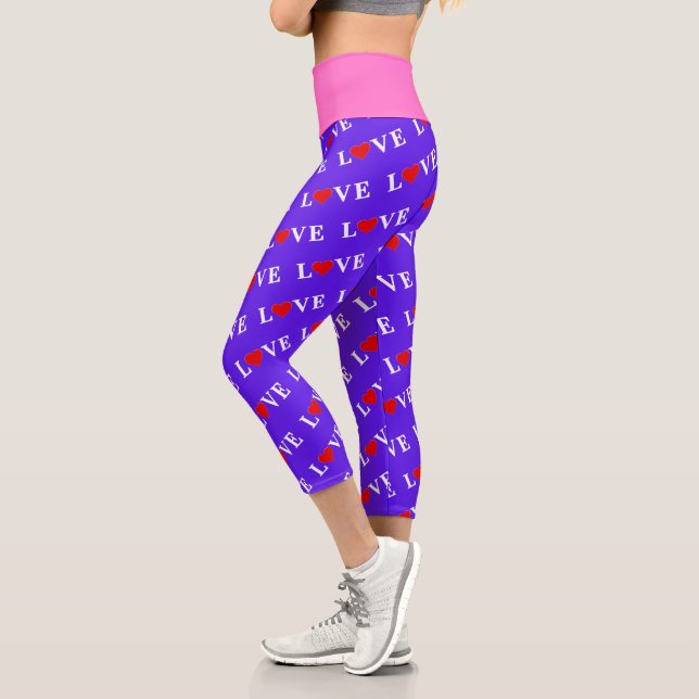 Leggings Capri Lavender Love Heart Moda moderna Elegante (Izquierda)