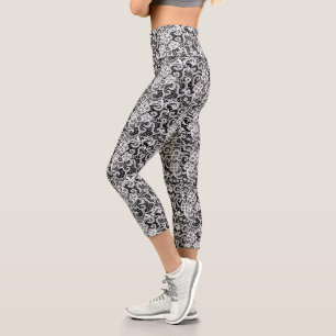 Leggings Capri Lazo blanco sobre negro