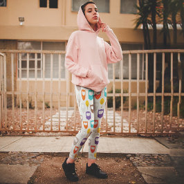 Leggings Capri Lechuzas y hojas de ilustracion