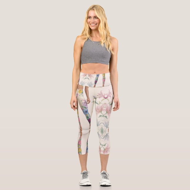 Leggings Capri Leggencias de elegancia floral4 (Anverso)