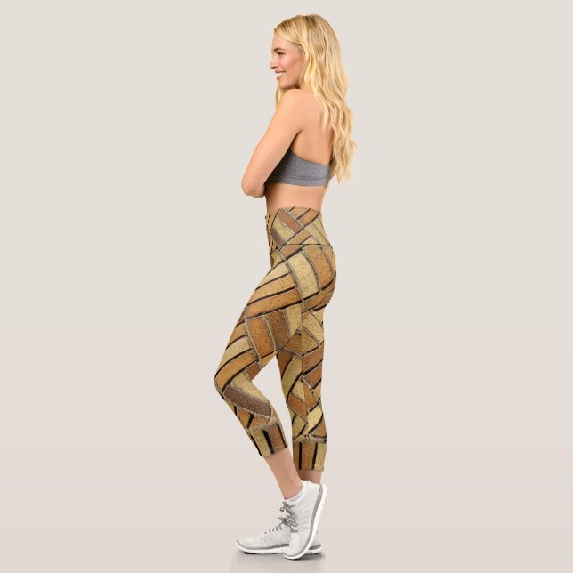 Leggings Capri Leggencias - Patrón de ladrillo amarillo (Izquierda)