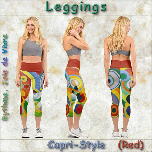 Leggings Capri LEGINGS ESTILO CAPRI - "Rythme" - Abstracto + Rojo (Subido por el creador)