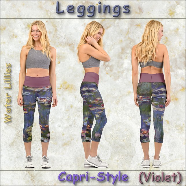 Leggings Capri LEGISLACIONES DE ESTILO CAPRI -Lillies de agua" -C (Capri-Style Leggings featuring a classic art image entitled "Water Lillies" by Claude Monet)