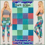 Leggings Capri LEGISLACIONES DE ESTILO CAPRI - Parchwork color  <br><div class="desc">(* NOTA *: Las imágenes florales de la cintura pueden ser eliminadas, cambiadas a una imagen de su elección, o texto personalizado.) Una imagen de las cuadradas de color al estilo de los mosaicos se muestra en estas coloridas leyendas de estilo capri. Disponible en cinco tamaños para mujeres (XS, S,...</div>