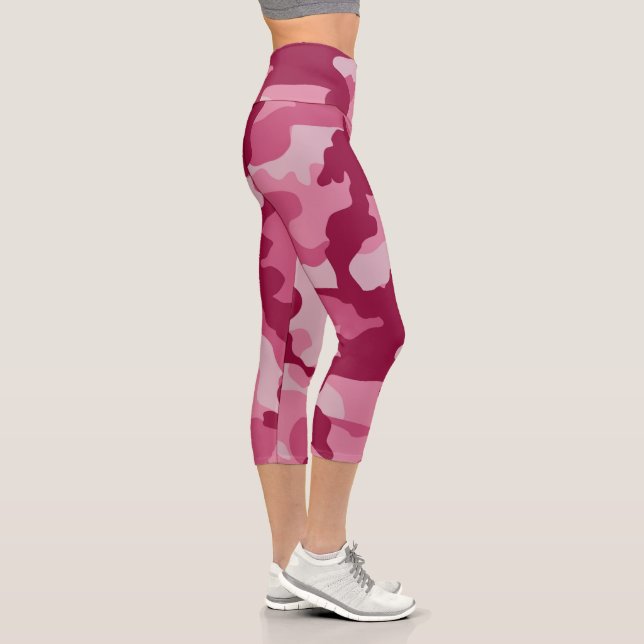 Leggings Capri Leguas Capri De Camo Rosado De Alto Descanso (Derecha)