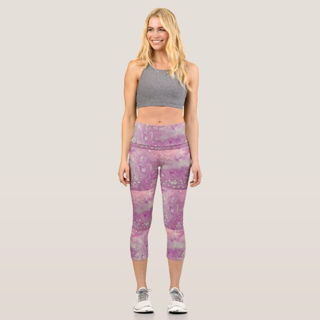 Leggings Capri Leguas Capri de la libélula rosa (Anverso)
