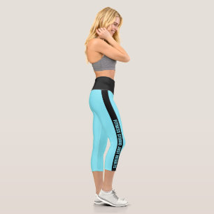 Leggings Capri Lema de Fitness Personalizado Franja Negra Electri