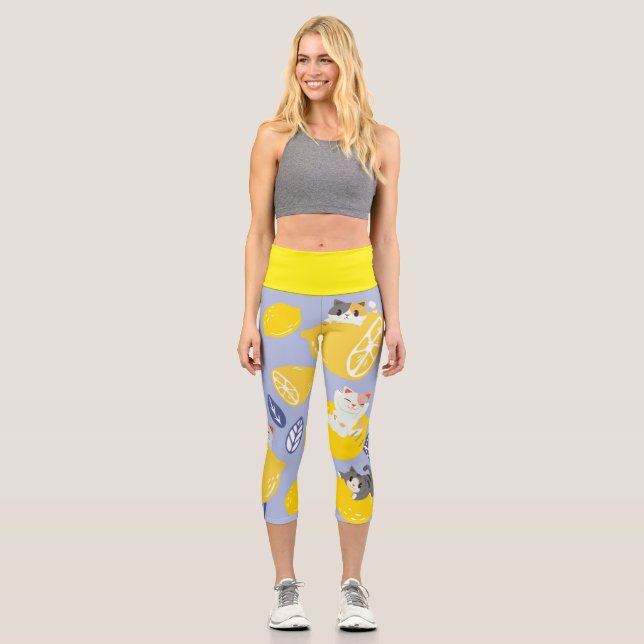 Leggings Capri Lemones Y Gatos Cortados (Anverso)