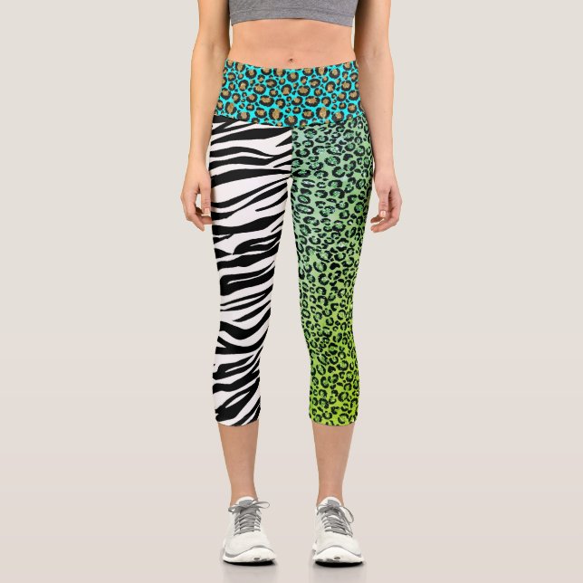 Leggings Capri Leopard 80 Rock Tiger Zebra Stripes Spots Leggi (Anverso)