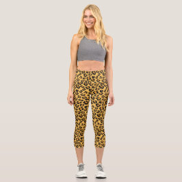 Leggings Capri Leopard Print Faux Fur Wild Style Safari Pattern L