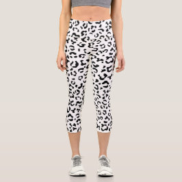 Leggings Capri Leopard Print, Leopard Spots, Negro Y Blanco