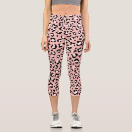Leggings Capri Leopard Print, Leopard Spots, Pink Leopard