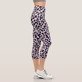Leggings Capri Leopardo gris morado negro