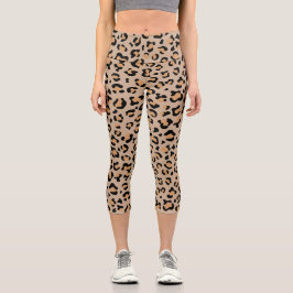 Leggings Capri Leopardo Print, Leopard Spots, Brown Leopard