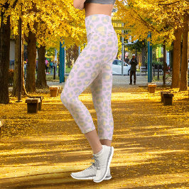 Leggings Capri Leopardo Rosa Pastel Gris Amarillo