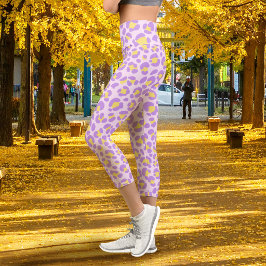 Leggings Capri Leopardo Rosa Púrpura Amarillo