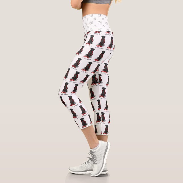 Leggings Capri Let's Go! Walk Flat-Coated Retriever Dog (black) (Izquierda)