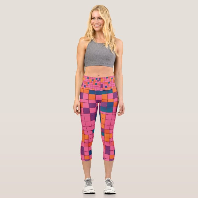 Leggings Capri Leyenda de bloques rojos (Anverso)