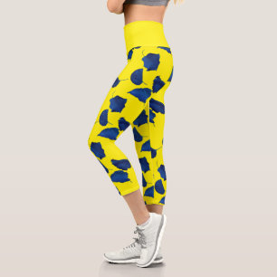 Leggings Capri Leyenda de hoja de árbol de albaricoque estilizado
