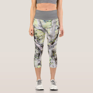 Leggings Capri Leyendas Capri con diseño abstracto gris y verde