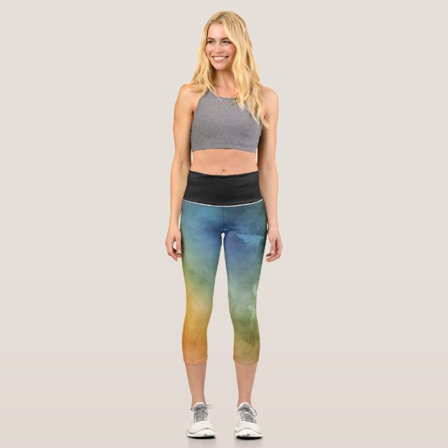 Leggings Capri Leyendas Capri de color de agua multicolor Guay (Anverso)