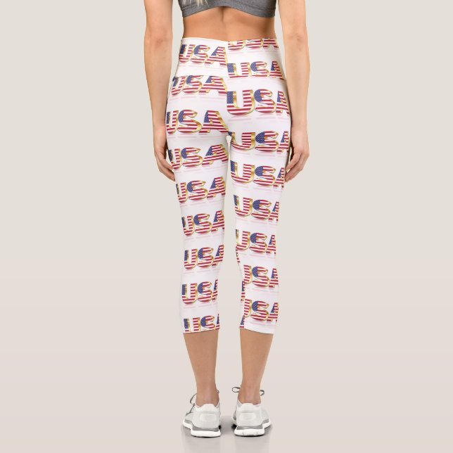 Leggings Capri Leyendas Capri de la bandera de los Estados Unidos (Reverso )